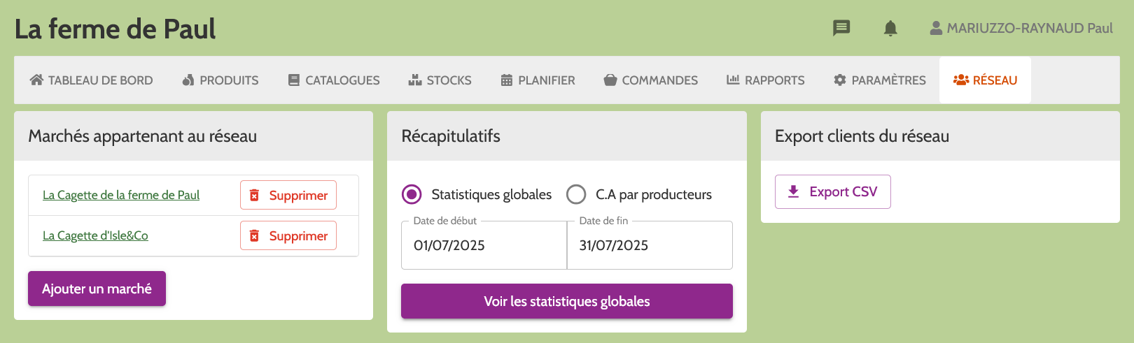 page réseau